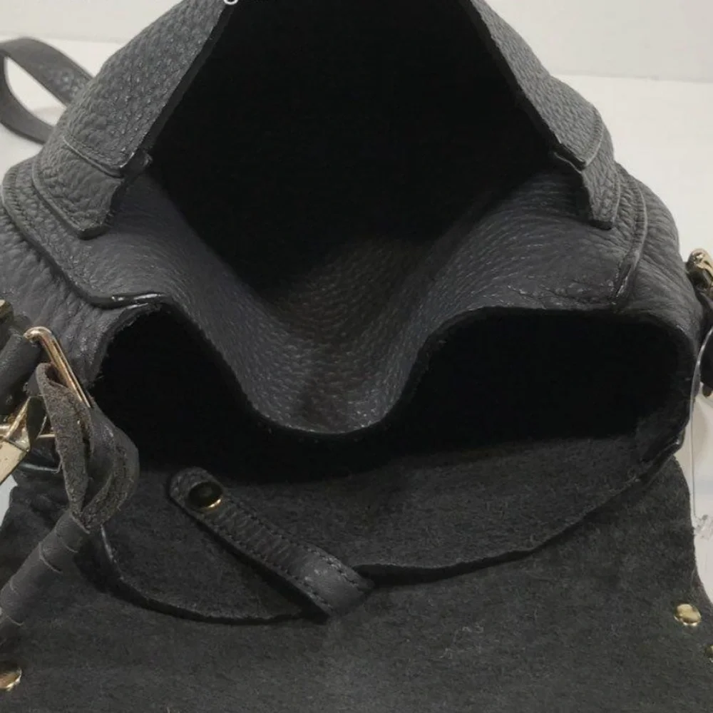 Women’s Rebecca Minkoff Black Studded Pebbled Grain Leather Flap Crossbody Bag